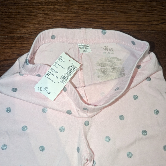 Size 5T Kids Pink with Silver Polka Dot Children's Place Leggings NWT - Picture 5 of 5